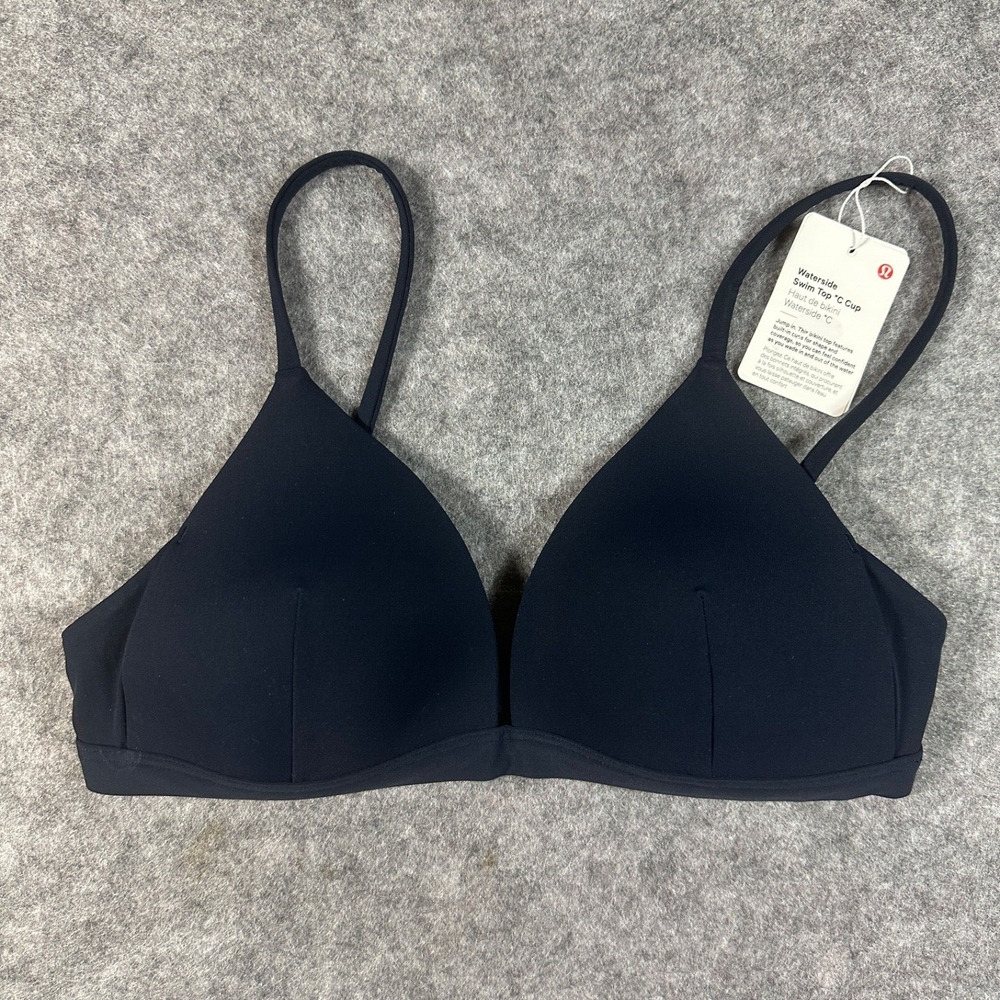 Lululemon Waterside Swim Top TRNV True Navy Blue Triangle Bikini Size 4 C